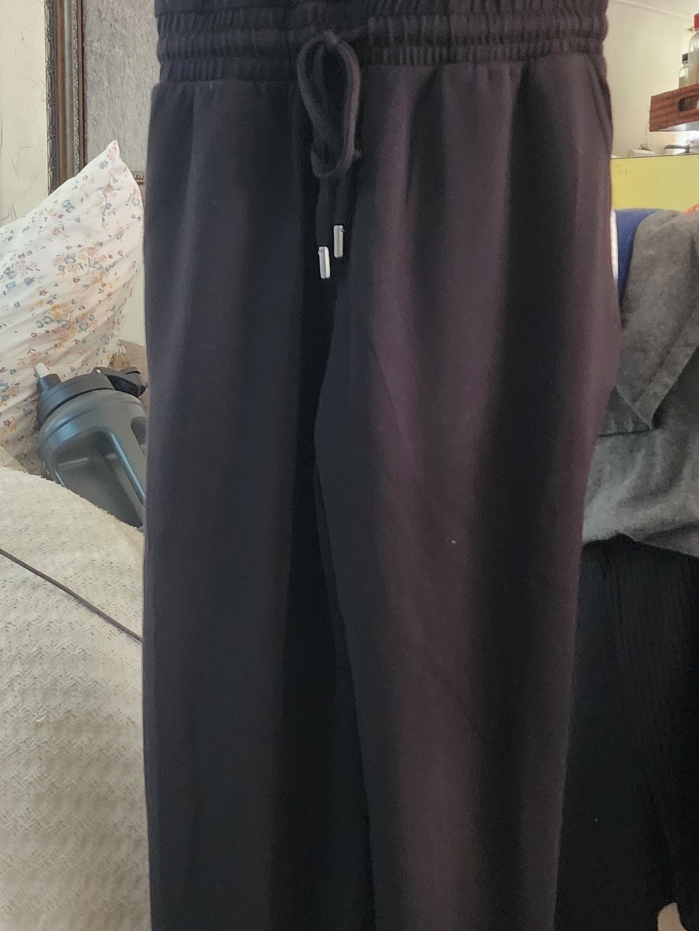 Black Women's Drawstring Jumpsuit - Casual Relaxed Fit - Picture 2 of 6